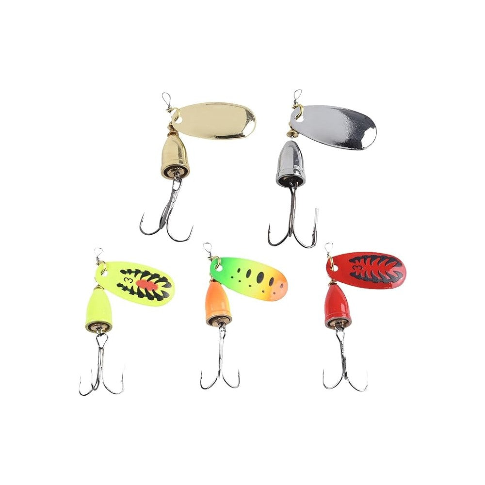 Metal Spinner Fishing Lure for Bass Trout Crappie, 5pcs/box