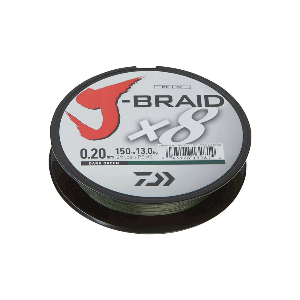 Daiwa J-Braid 8 Braid 300m dark green - Round braided fishing line