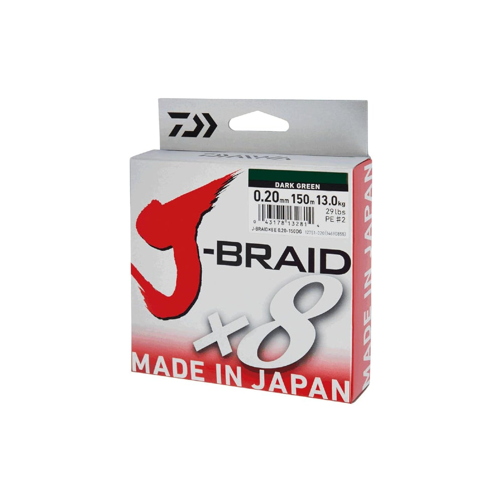 Daiwa J-Braid 8 Braid 300m dark green - Round braided fishing line